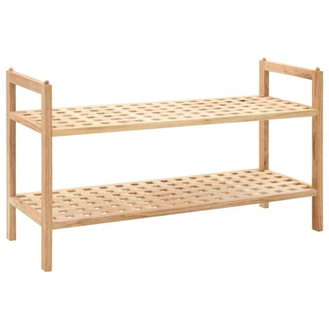 Rackhams Shoe Rack Solid Walnut Wood 69x26x40 cm