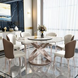 Rackhams Androme Round Dining Table & Chairs, With Rotatable Tray - ⌀120cm - 0 Chair - thumbnail 1