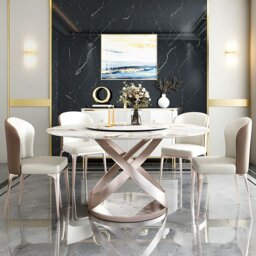 Rackhams Androme Round Dining Table & Chairs, With Rotatable Tray - ⌀120cm - 0 Chair - thumbnail 4