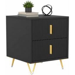 Rackhams Bedside Table, Modern Nightstand with Hairpin Legs, Black - thumbnail 2