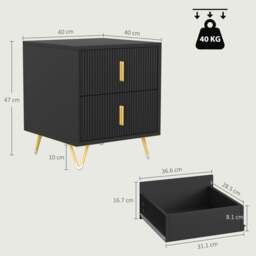 Rackhams Bedside Table, Modern Nightstand with Hairpin Legs, Black - thumbnail 3
