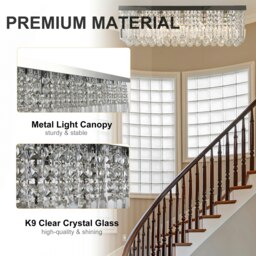 Rackhams Modern Crystal Ceiling Light Square Chandelier for Home Office Silver - thumbnail 4