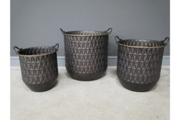 Rackhams Bronze metal Retro style Planter pots - thumbnail 4