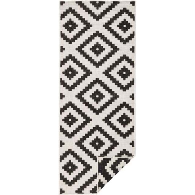Rackhams Malta Reversible Indoor-Outdoor Black Rug - 80X250 cm - image 1