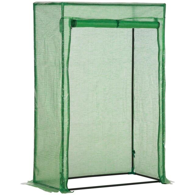 Rackhams 100 x 50 x 150cm Tomato Greenhouse Steel Frame PE Cover with Roll-up Door Outdoor for Backyard, Balcony, Garden, Green - image 1
