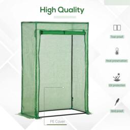 Rackhams 100 x 50 x 150cm Tomato Greenhouse Steel Frame PE Cover with Roll-up Door Outdoor for Backyard, Balcony, Garden, Green - thumbnail 2