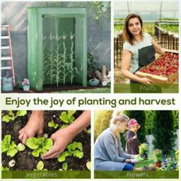 Rackhams 100 x 50 x 150cm Tomato Greenhouse Steel Frame PE Cover with Roll-up Door Outdoor for Backyard, Balcony, Garden, Green - thumbnail 4