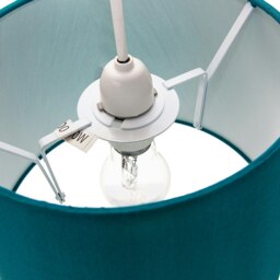 "Rackhams Traditionally Designed Medium 12"" Drum Lamp Shade in Sleek Teal Faux Silk Fabric" - thumbnail 3
