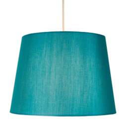 "Rackhams Traditionally Designed Medium 12"" Drum Lamp Shade in Sleek Teal Faux Silk Fabric" - thumbnail 2