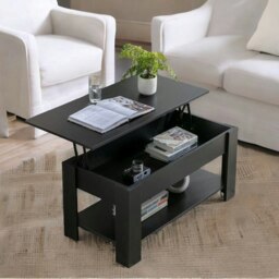 Rackhams Industrial Lift Top Coffee Table With Hidden Storage Black - thumbnail 3