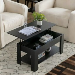 Rackhams Industrial Lift Top Coffee Table With Hidden Storage Black - thumbnail 2