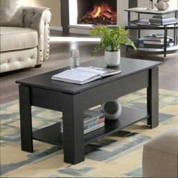 Rackhams Industrial Lift Top Coffee Table With Hidden Storage Black - thumbnail 4