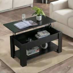 Rackhams Industrial Lift Top Coffee Table With Hidden Storage Black
