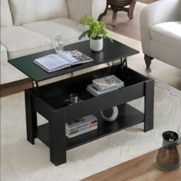 Rackhams Industrial Lift Top Coffee Table With Hidden Storage Black - thumbnail 6