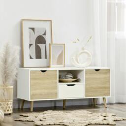 Rackhams TV Cabinet Entertainment Centre w/ Storage Cabinet and Drawer, Natural