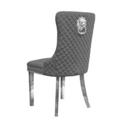 Rackhams Set Of 2 Plush Velvet Dining Chairs with Lion Head Knocker - Black - 2 - thumbnail 4
