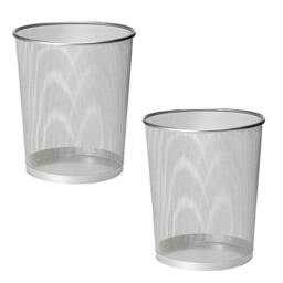 Rackhams Metal Mesh Wastebasket Paper Bin - Round Trash Lightweight Circular Rubbish Can for Kitchen, Bathroom, Bedroom, Office - Size 27x23.5x23.5 cm - Silver - Pack Of 1 - thumbnail 2