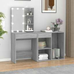 Rackhams LED Dressing Table with Cabinet Grey Sonoma Engineered Wood