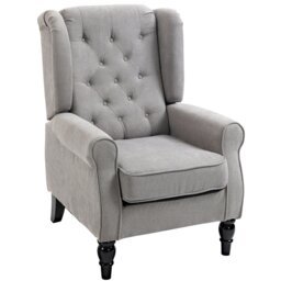 Rackhams Accent Armchair Retro Tufted Club Wood Fabric - Grey - Fabric, Wood, Sponge