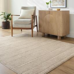 Rackhams Our Pnw Home Cascade-Modern Beige Brown Graphic High Pile Rug - 200 x 275 cm