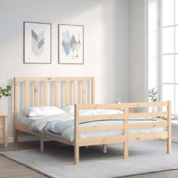 Rackhams Bed Frame with Headboard Double Solid Wood - thumbnail 1
