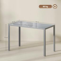 Rackhams Modern Rectangular 4 Seater Dining Table with Tempered Glass Top - Grey - 60 - Powder coated - thumbnail 3