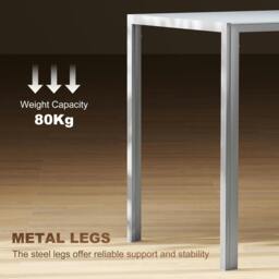 Rackhams Modern Rectangular 4 Seater Dining Table with Tempered Glass Top - Grey - 60 - Powder coated - thumbnail 5