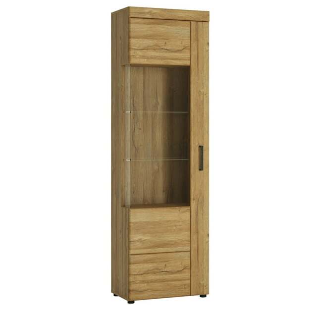Rackhams Cortina Tall glazed display cabinet (LH) in Grandson Oak - Full Assembly Required - Grandson Oak - Matt - image 1