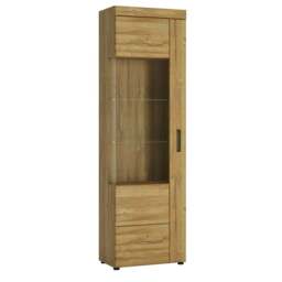 Rackhams Cortina Tall glazed display cabinet (LH) in Grandson Oak - Full Assembly Required - Grandson Oak - Matt - thumbnail 1