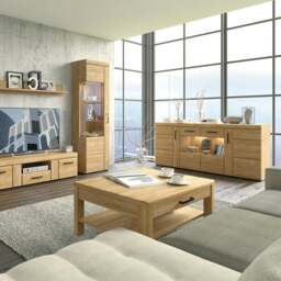 Rackhams Cortina Tall glazed display cabinet (LH) in Grandson Oak - Full Assembly Required - Grandson Oak - Matt - thumbnail 3