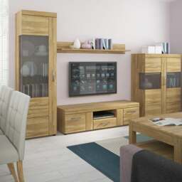 Rackhams Cortina Tall glazed display cabinet (LH) in Grandson Oak - Full Assembly Required - Grandson Oak - Matt - thumbnail 6