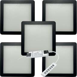 Rackhams Loops 5x MATT BLACK Ultra-Slim Square Under Cabinet Kitchen Light & Driver Kit - Warm White Diffused LED - thumbnail 1