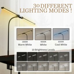 Rackhams Double Head Table Lamp with 3 Colour Modes & 10 Dimmable, Black - Black - LED bulbs included - Aluminium, Silicone Metal - thumbnail 4