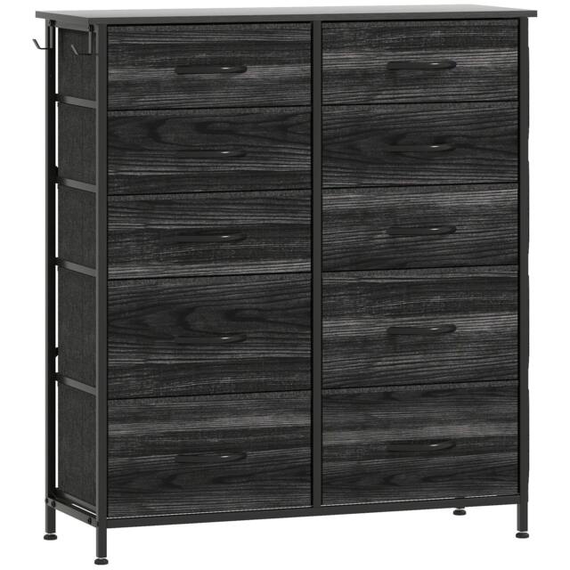 Rackhams Chest of Ten Fabric Drawers - Black