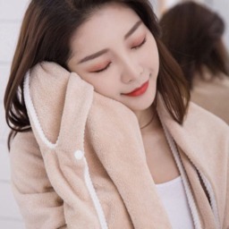 Rackhams Coral Fleece Thickened Bathrobe Blanket & Towel - Khaki - thumbnail 4