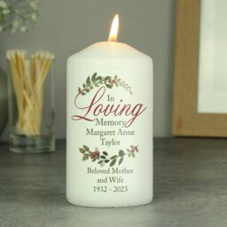 Rackhams Personalised In Loving Memory Wreath Pillar Candle - thumbnail 4