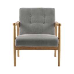 Rackhams Wooden Armchair Upholstered Occasional Chair - 70cm W x 63cm L x 78cm H - Beige - thumbnail 5