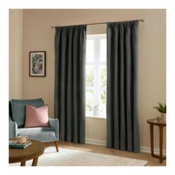 Rackhams Ultimate Velvet Pencil Pleat Curtains - Charcoal - 168cm x 229cm - Charcoal - 100% Polyester