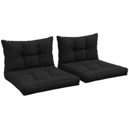 Rackhams 2pc Outdoor Seat Cushion for Patio Furniture, Black - Black - Polyester - 60L x 60W x 10Hcm - thumbnail 2