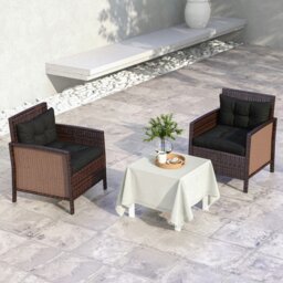 Rackhams 2pc Outdoor Seat Cushion for Patio Furniture, Black - Black - Polyester - 60L x 60W x 10Hcm - thumbnail 3