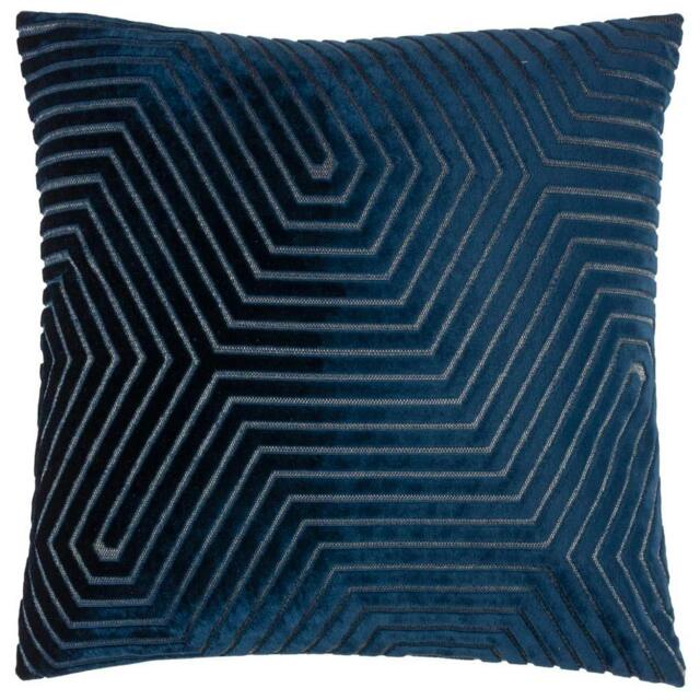 Rackhams Evoke Cut Cushion Cover - Navy - 45cm x 45cm - Navy - 100% Polyester - image 1
