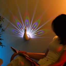 Rackhams Remote-controlled Colorful Night Light Peacock Projection Lamp - Pink - thumbnail 3