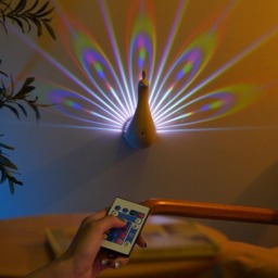 Rackhams Remote-controlled Colorful Night Light Peacock Projection Lamp - Pink - thumbnail 6