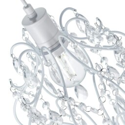 Rackhams Matt White Shabby Chic Chandelier Style Pendant Ceiling Lamp Shade with Acrylic - thumbnail 5