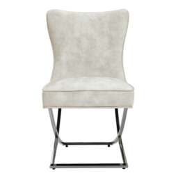 Rackhams Set of 2 Beige High Back Dining Chairs with velvet Upholstered - Beige - thumbnail 6