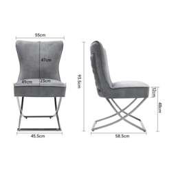 Rackhams Set of 2 Beige High Back Dining Chairs with velvet Upholstered - Beige - thumbnail 5