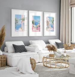 Rackhams Wall Paintings In Living Room - Set of 3 Beach Decor Wall art Prints - 20 x 30 in / 50 x 76 cm - Polyester Canvas 260 gsm - Canvas wrapped