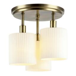 Rackhams Designer Antique Brass Semi Flush Ceiling Light with Fluted Shades - thumbnail 2