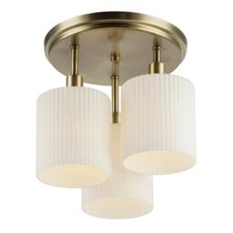 Rackhams Designer Antique Brass Semi Flush Ceiling Light with Fluted Shades - thumbnail 3