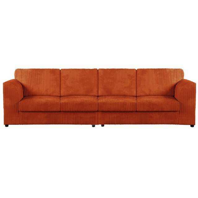 Rackhams Luxor Cord Long Fabric 4 Seater - Full Back - Orange - image 1